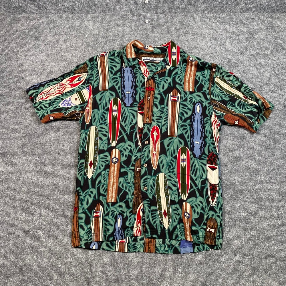 Presence Clothing Co Mens Medium Vintage Surfboard Tropical Rayon Hawaiian Shirt